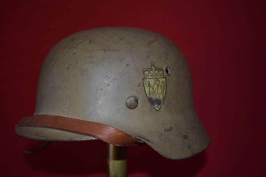 WW2 GERMAN HELMET-NORWEIGAN RE-ISSUE.b-SOLD